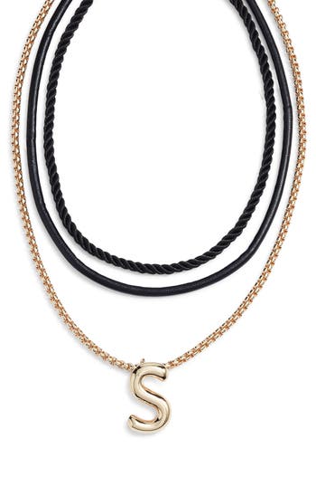 Open Edit Set Of 3 Interchangeable Initial Pendant Necklaces In Multi