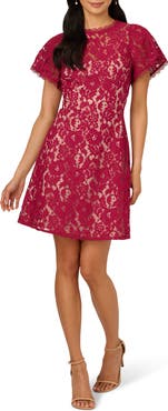 Adrianna Papell Flutter Sleeve Lace Dress