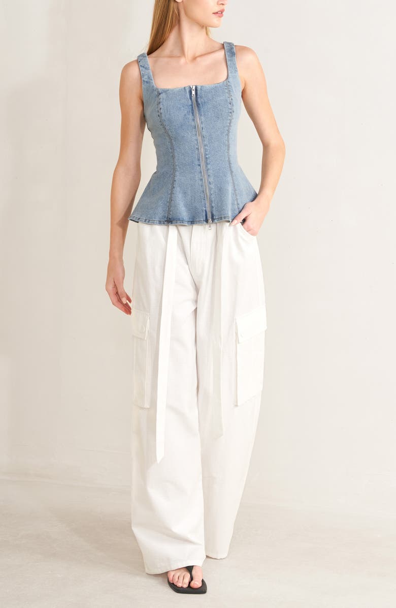FREEMARKET Tie Waist Cotton Cargo Pants, Alternate, color, White