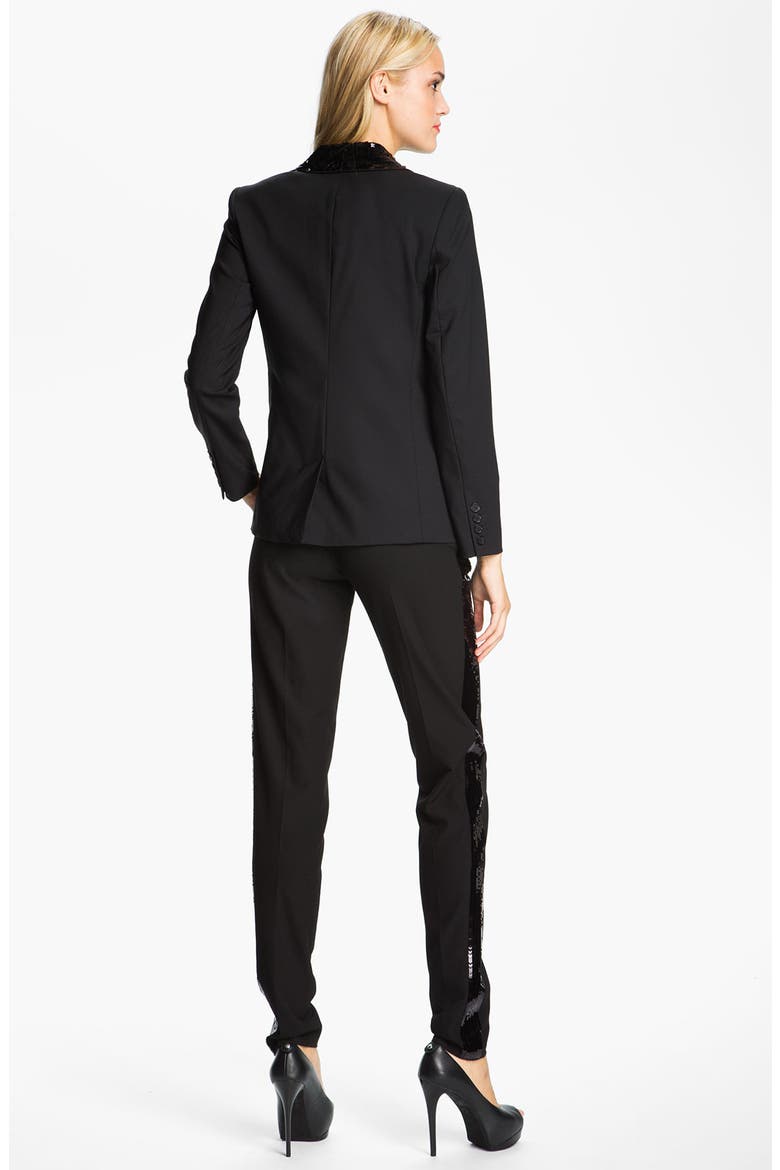 Sequin Tuxedo Pants, Alternate, color, BLACK