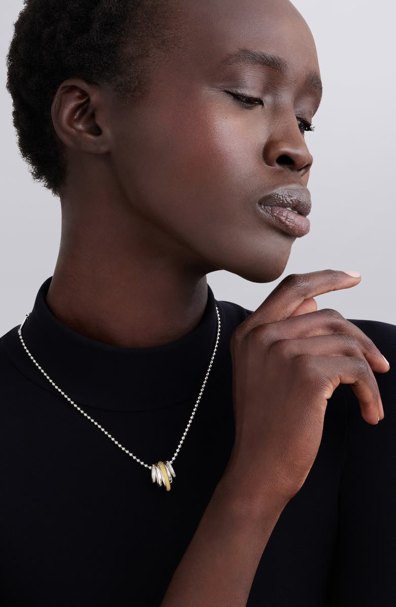 LAGOS Caviar Lux Pavé Diamond Pendant Necklace, Alternate, color, Two-Tone