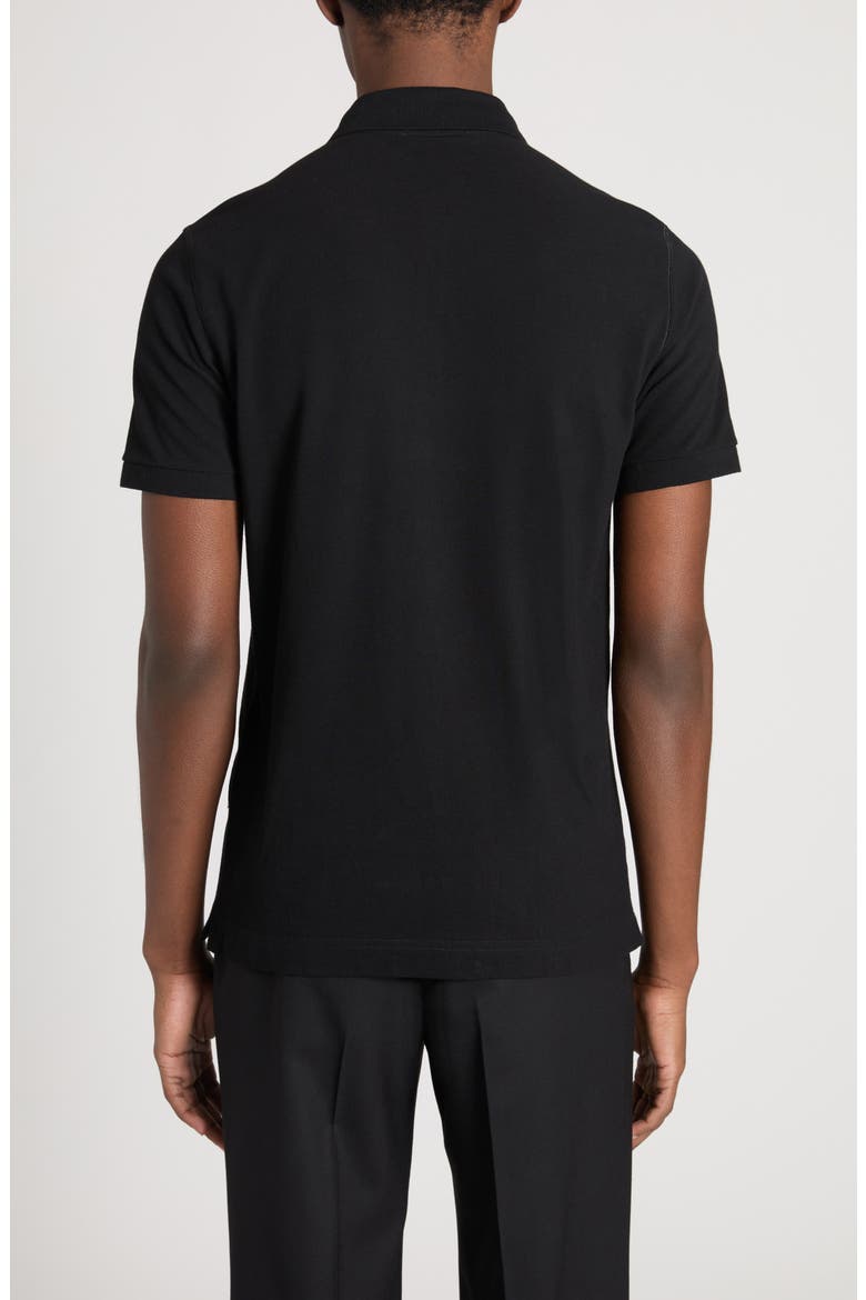 Logo Crest Cotton Piqué Knit Polo, Alternate, color, N0000 NERO