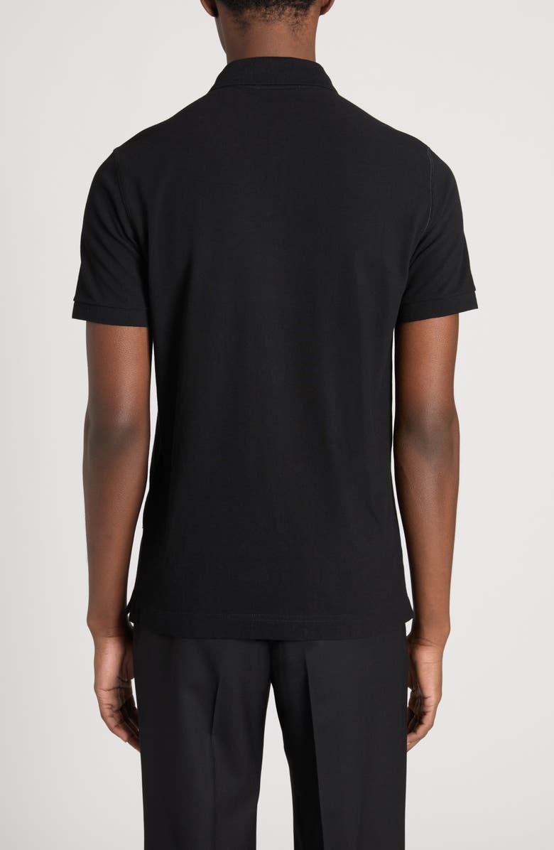 Dolce&Gabbana Logo Crest Cotton Piqué Knit Polo, Alternate, color, N0000 Nero