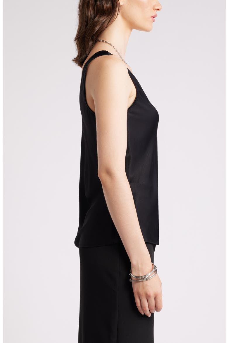 Satin Scoop Neck Tank, Alternate, color, BLACK