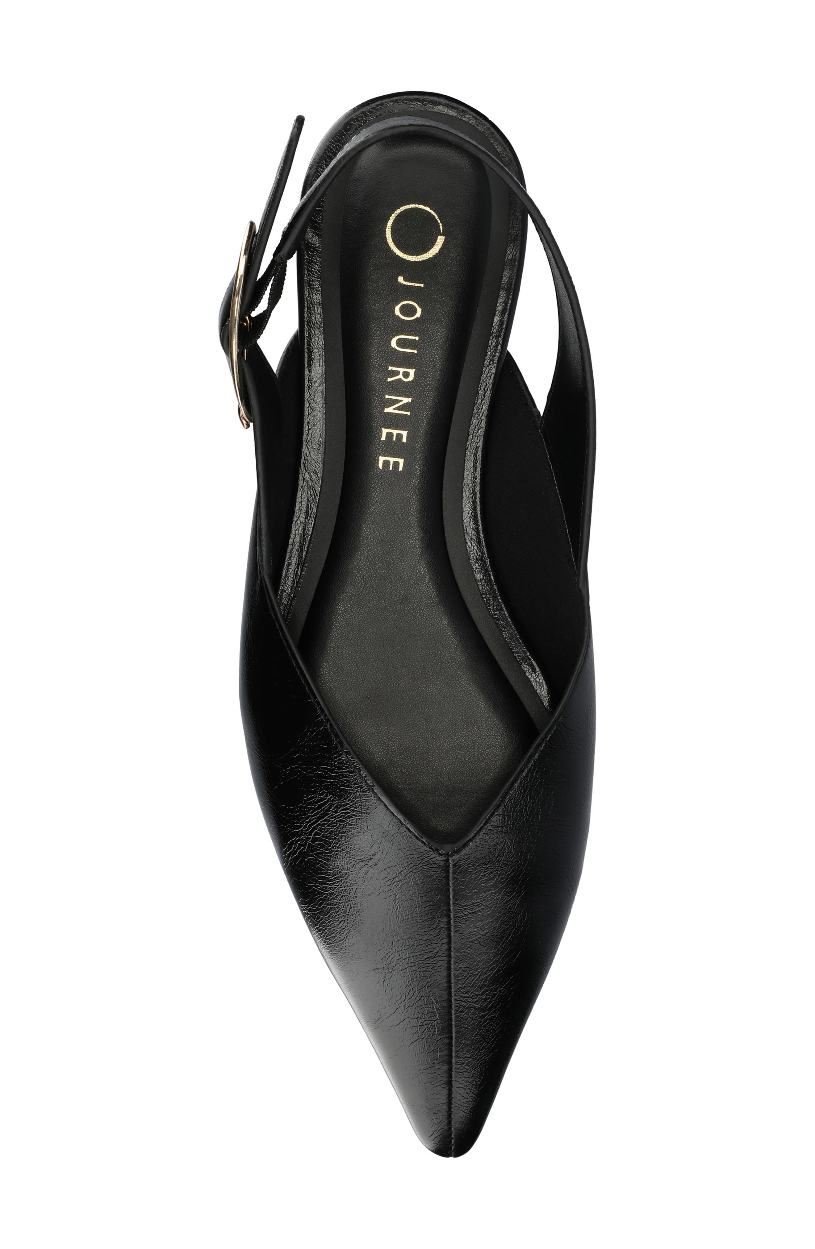Journee Collection Jacqueline Slingback Flat, Alternate, color, Black