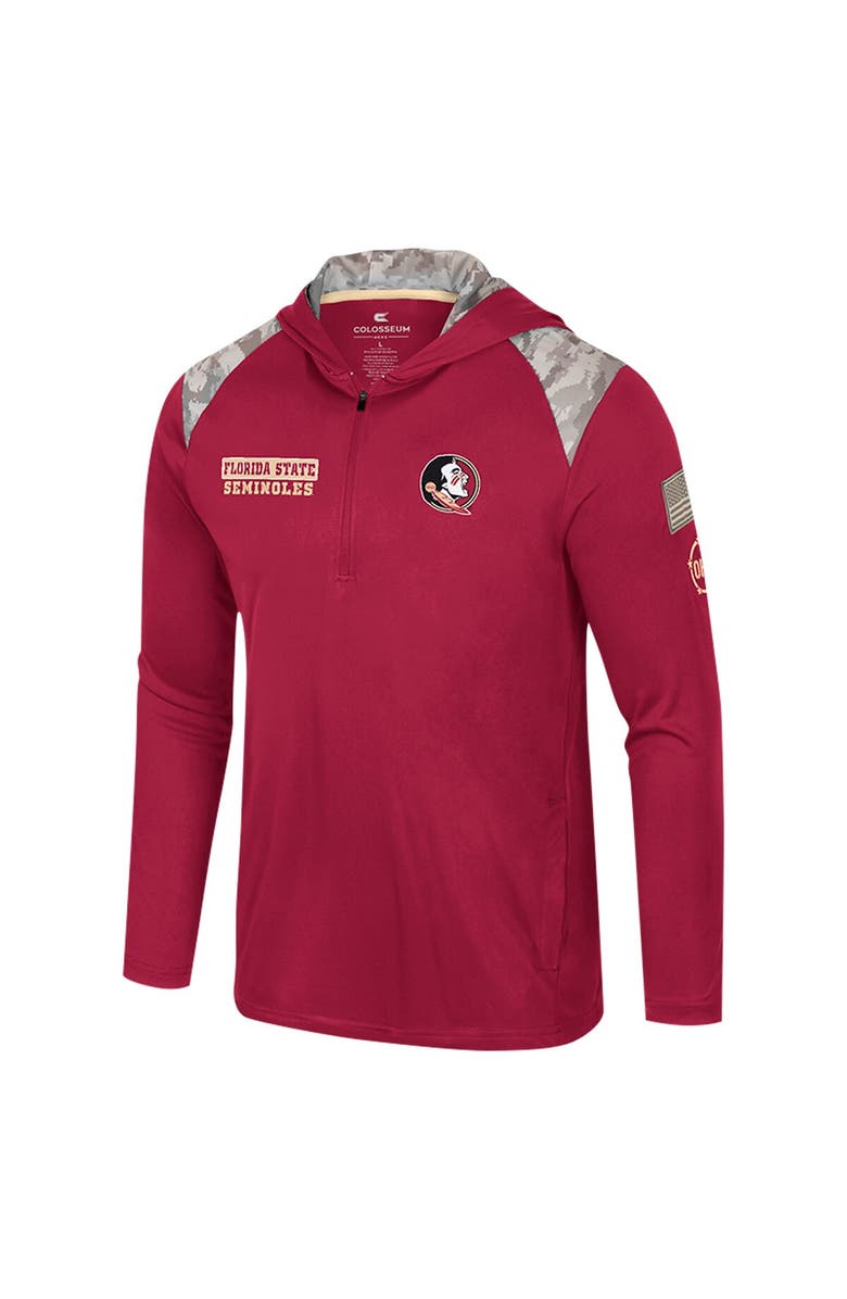 COLOSSEUM Men's Colosseum Garnet Florida State Seminoles OHT Military Appreciation Quarter-Zip Hoodie Jacket, Alternate, color, 