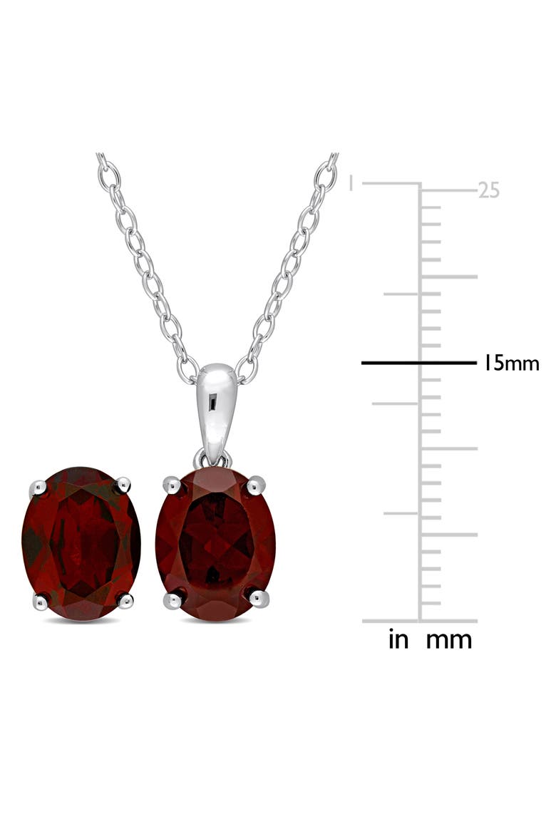 Oval Garnet Solitaire Pendant Necklace & Stud Earrings Set, Alternate, color, RED