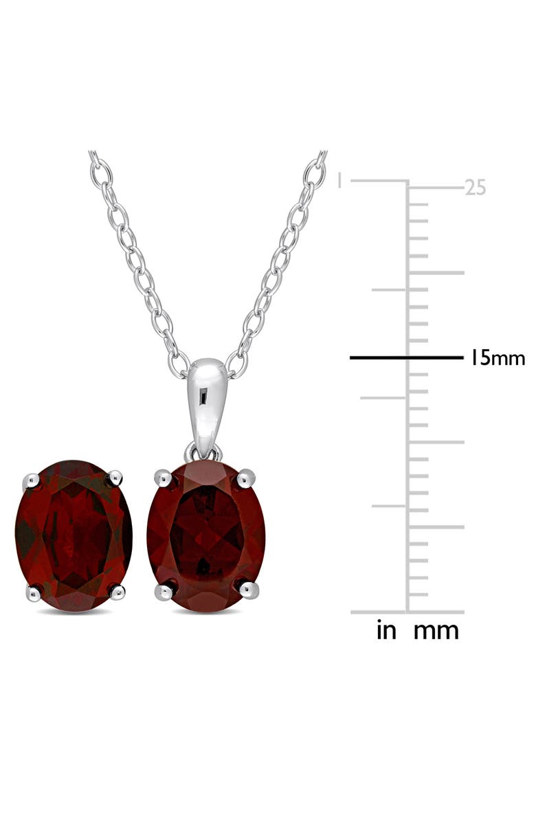 DELMAR Oval Garnet Solitaire Pendant Necklace & Stud Earrings Set, Alternate, color, Red