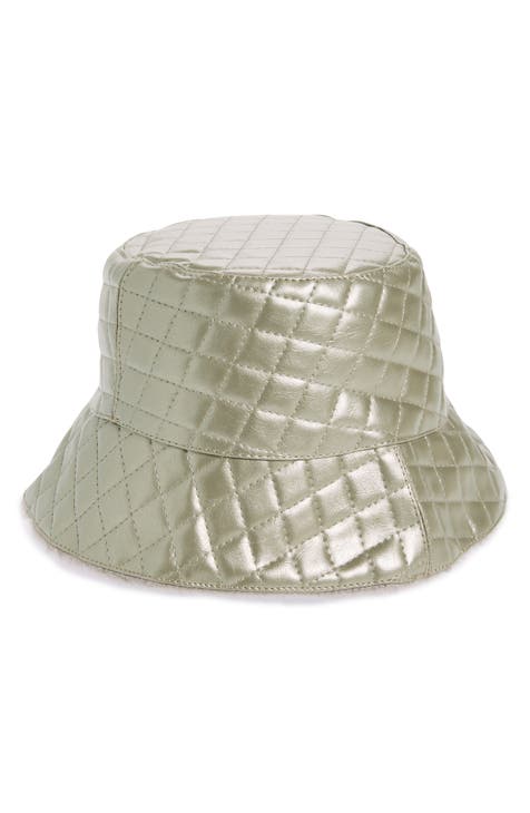 Quilted Faux Leather Bucket Hat