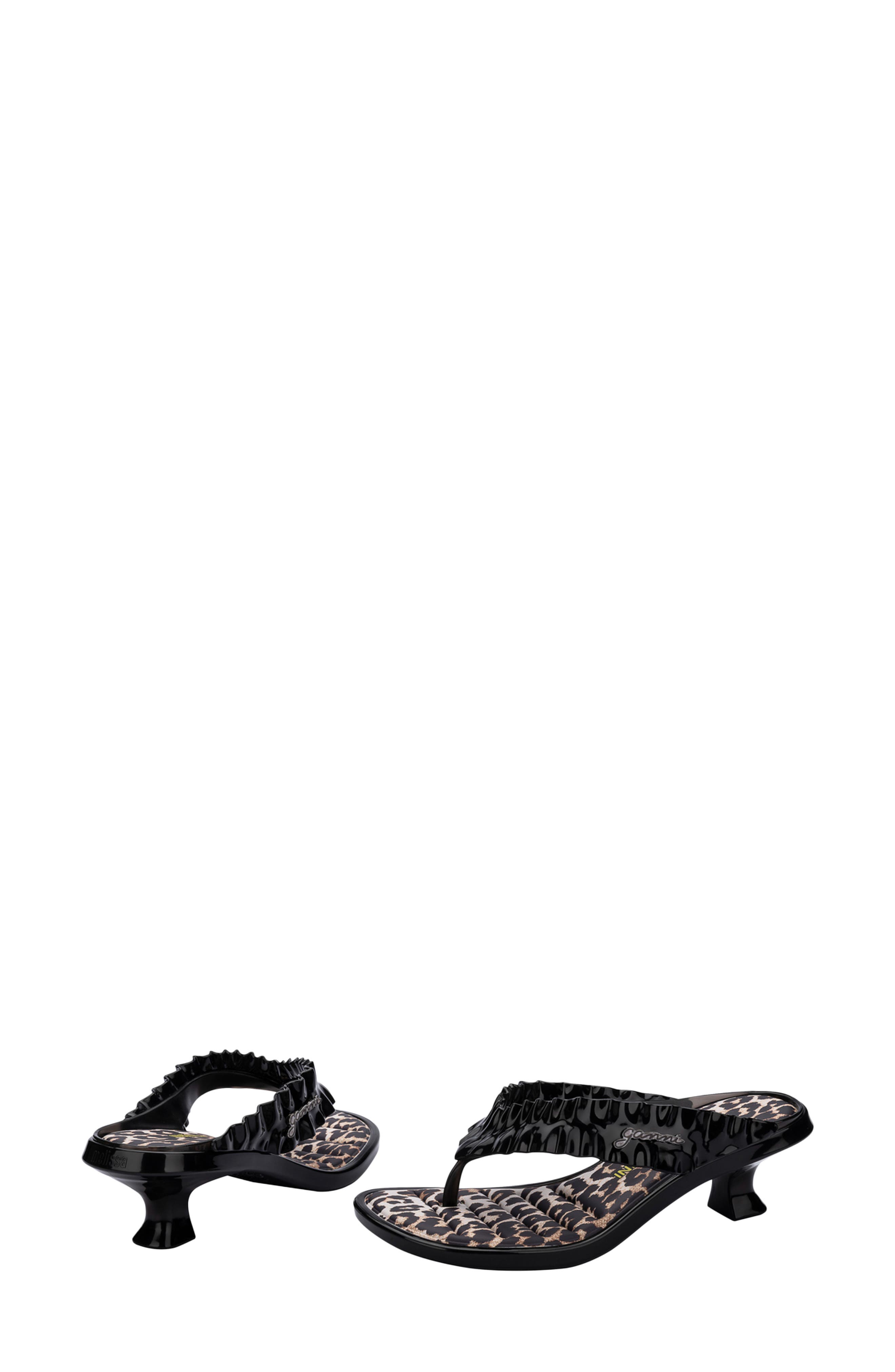 Melissa x Ganni Kitten Heel Flip Flop, Alternate, color, Black