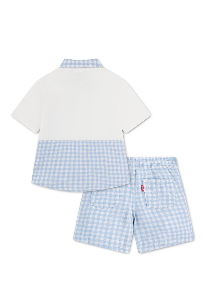 Gingham Check Shirt & Shorts Set, Alternate, color, CHAMBRAY BLUE