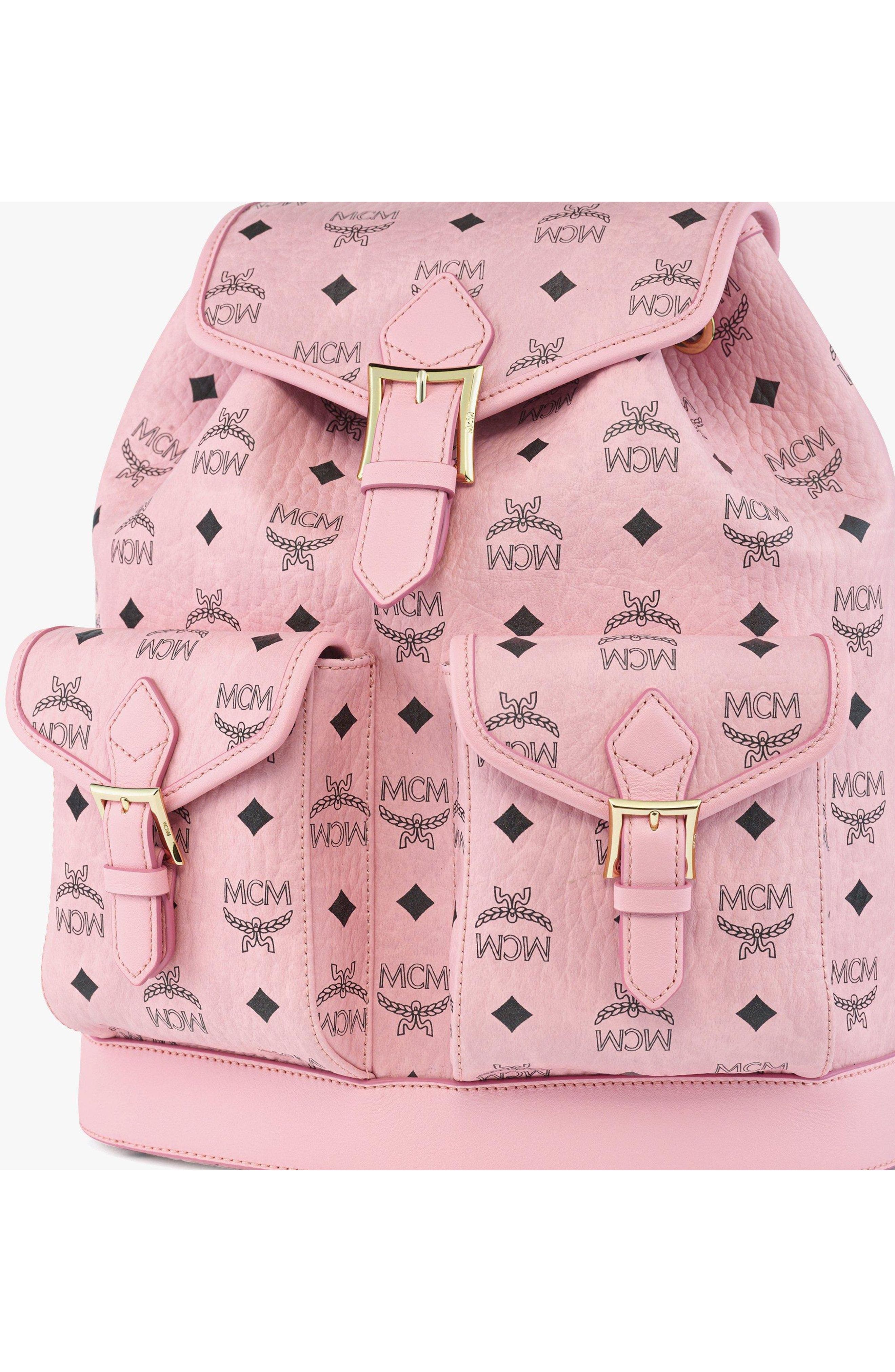 Small Aren Drawstring Backpack in Visetos, Alternate, color, Soft Pink