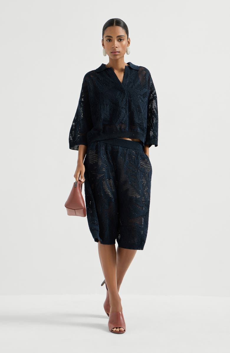 Brunello Cucinelli Dazzling water lilies Bermuda shorts, Alternate, color, Blue