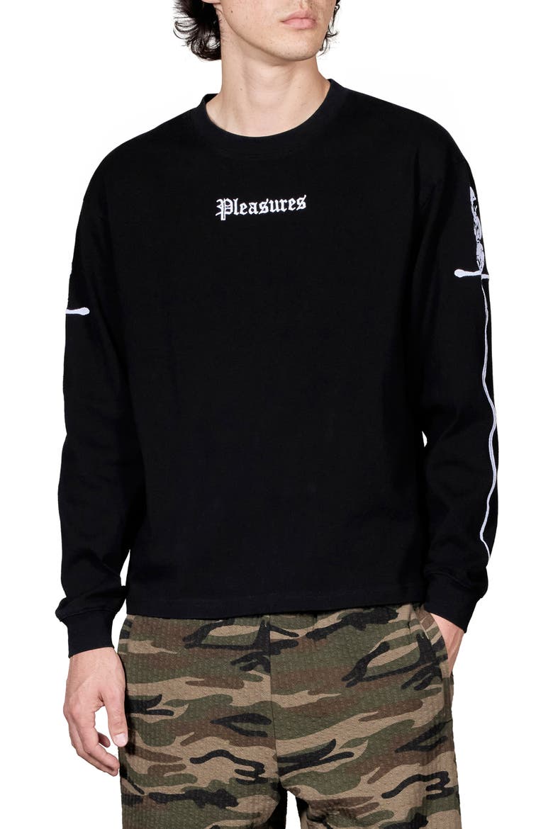 Luster Heavyweight Long Sleeve Graphic T-Shirt, Main, color, BLACK