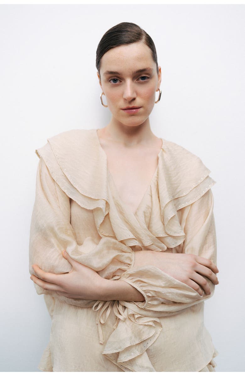 Nocturne Stoned Flounce Blouse, Alternate, color,