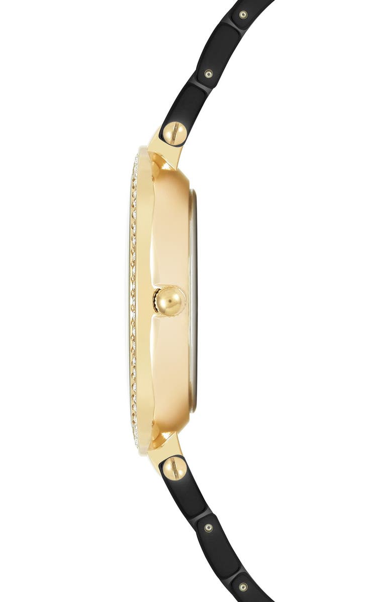Anne Klein Crystal Bezel Ceramic Bracelet Watch, 34mm, Alternate, color, 