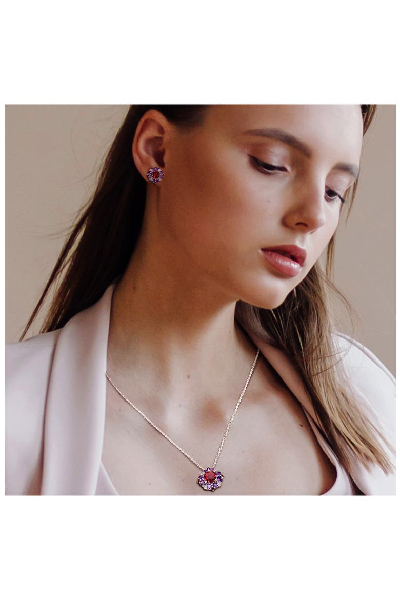 Amethyst & Garnet Necklace & Lever-Back Earrings Set, Alternate, color, MULTI-COLOR