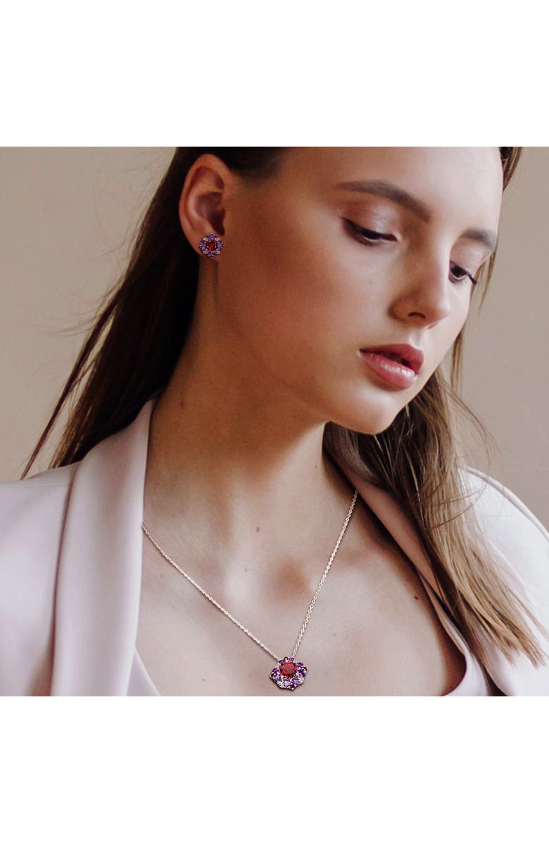 DELMAR Amethyst & Garnet Necklace & Lever-Back Earrings Set, Alternate, color,