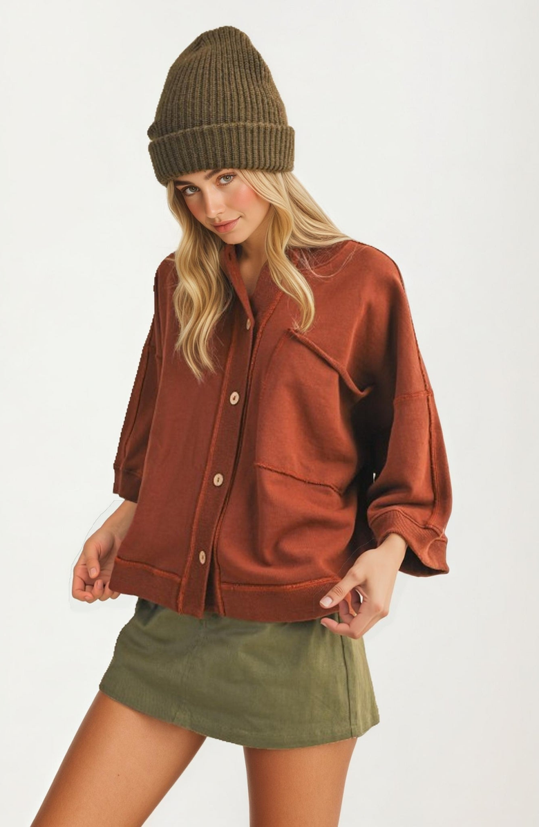 Knit and Lounge Oversized Button-Up Relaxed Fit Shirt Jacket, Alternate, color,