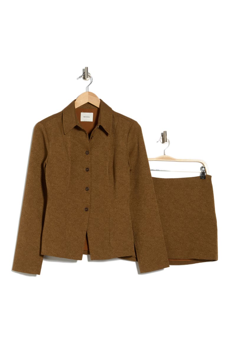 Chloe Long Sleeve Top & Miniskirt Set, Alternate, color, CHESTNUT