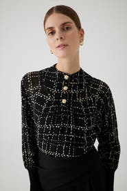 Exquise Amboree Plaid Lined Chiffon Blouse