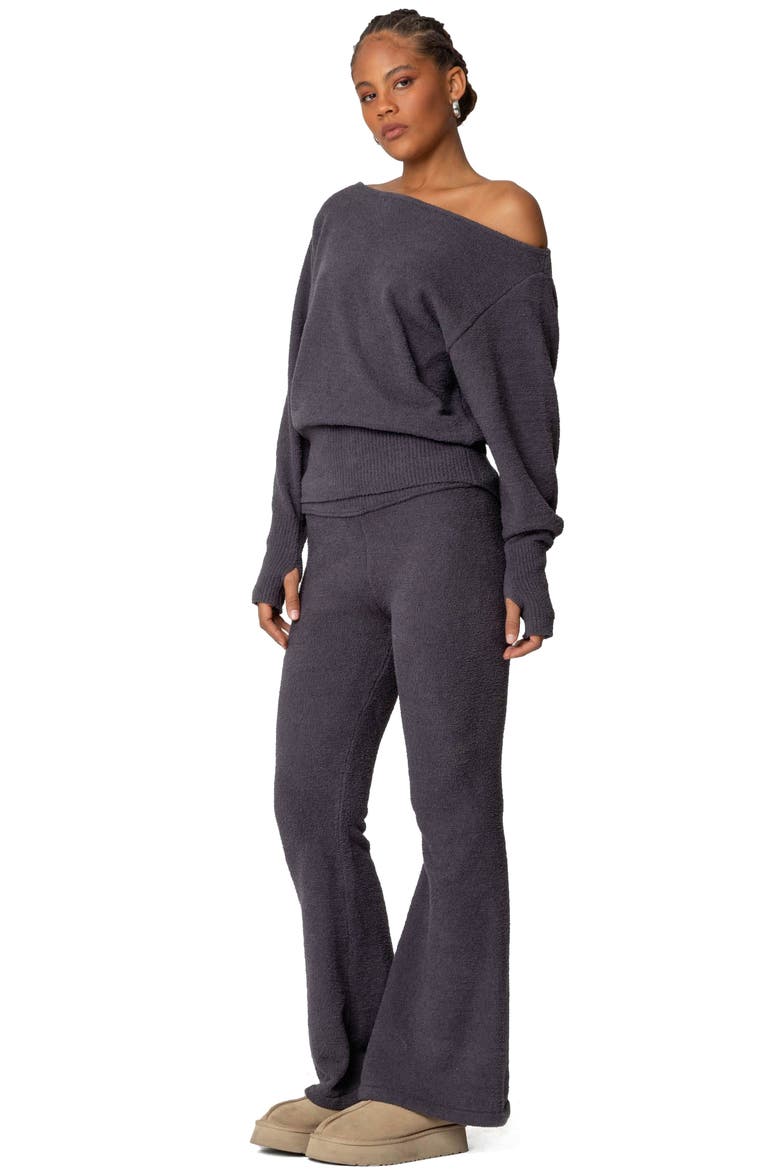 Plush Oversize Asymmetric Sweater, Alternate, color, DARK GRAY