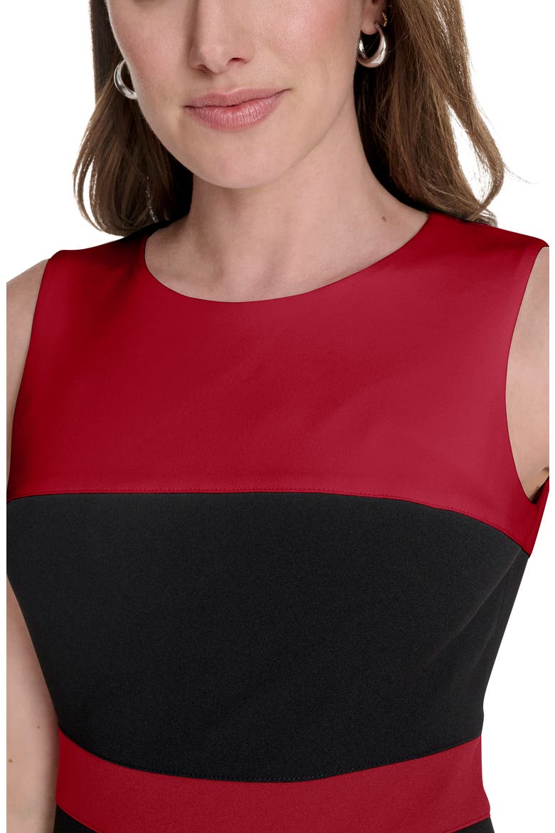 Sleeveless Colorblock Scuba Sheath Dress, Main, color, DP SCARLET