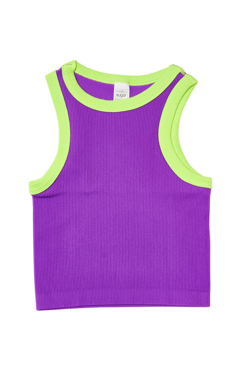 Malibu Sugar Contrast trim sleeveless top, Alternate, color, Grape Ice & Lemon Lime