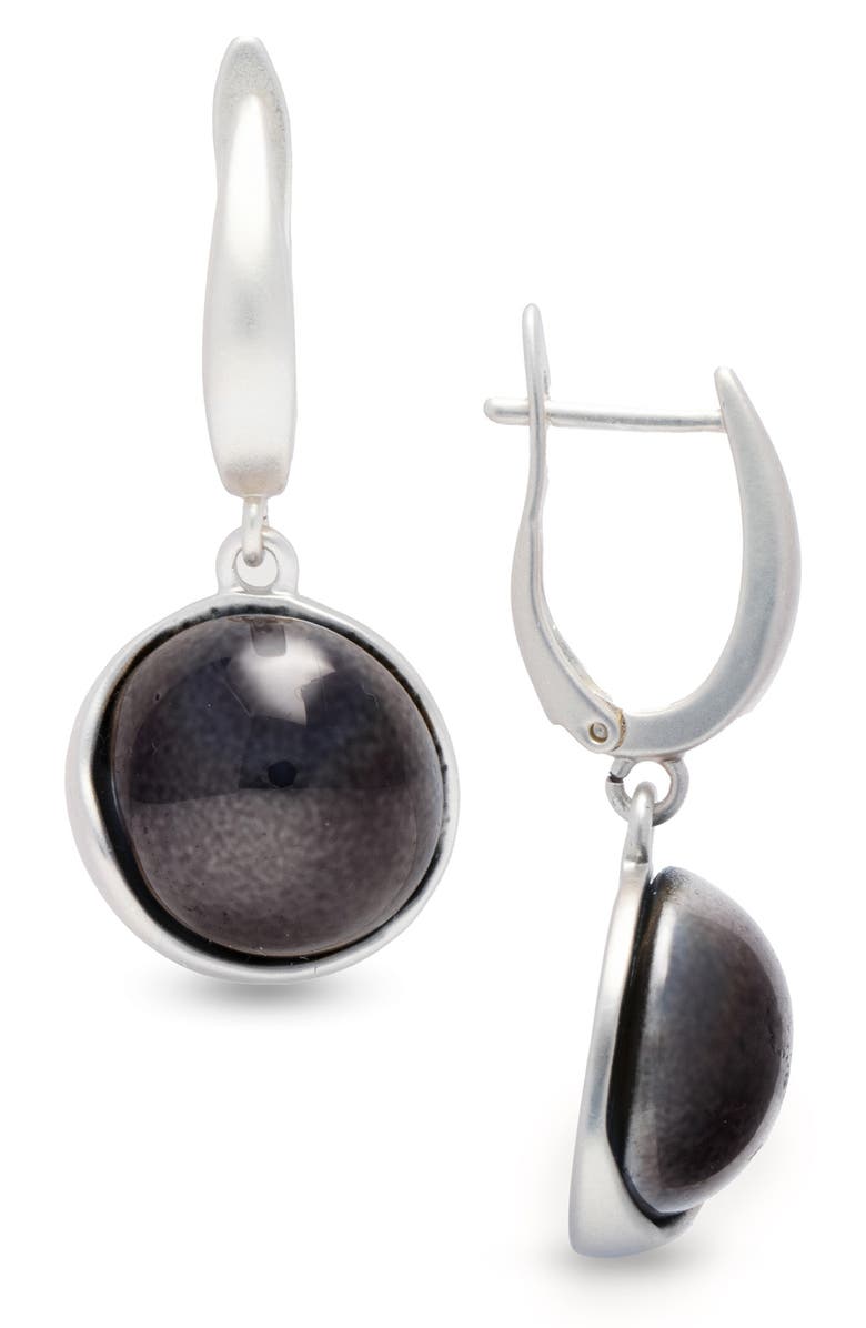 SAACHI Cabochon Drop Earrings, Main, color, Black