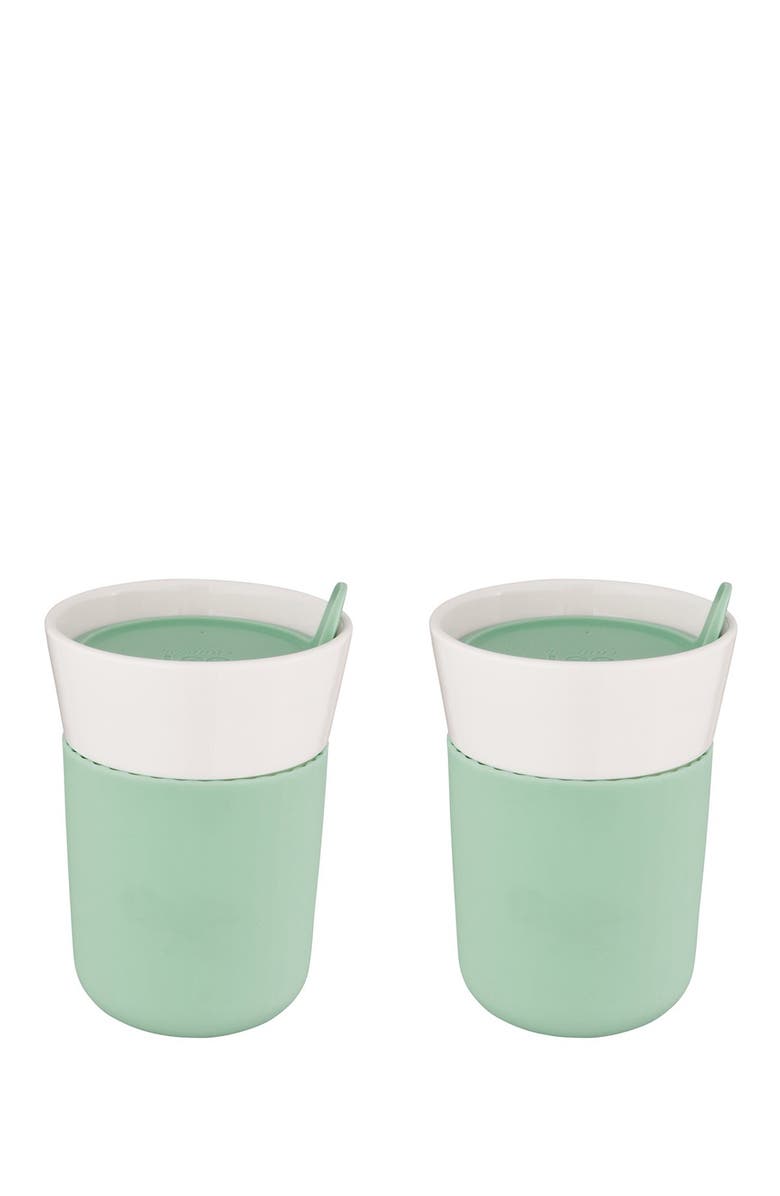 BergHOFF Leo Green Porcelain Travel Mug - Set of 2, Main, color, White/ Green