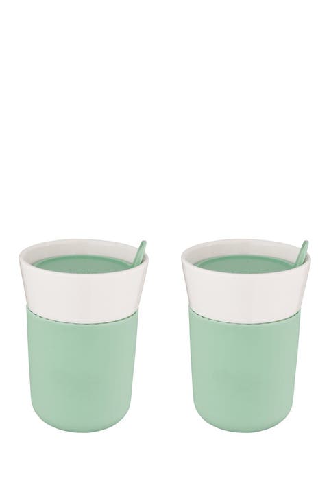 Leo Green Porcelain Travel Mug - Set of 2