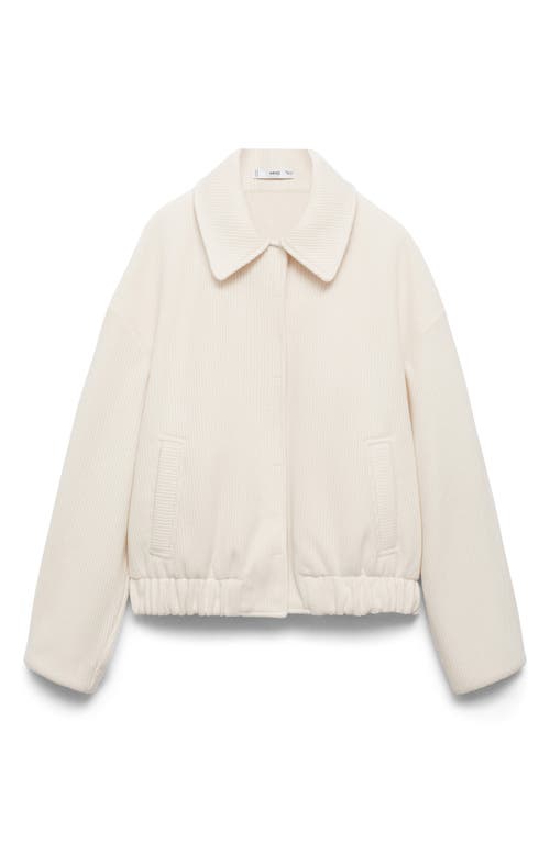 Mango Rib Knit Jacket In Off White