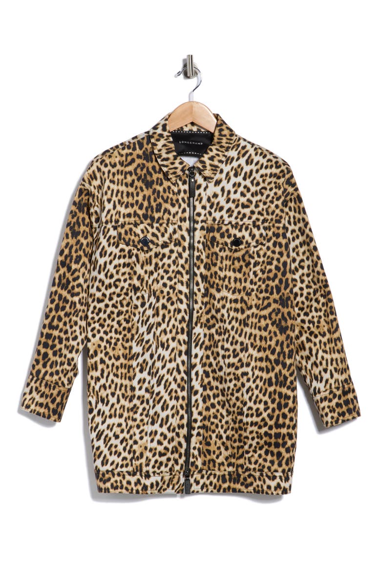 Leopard Print Cotton Jacket, Alternate, color, CAMEL