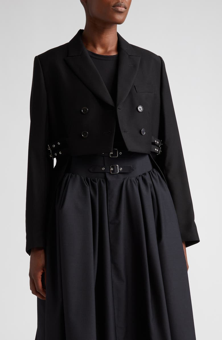 Noir Kei Ninomiya Double Breasted Wool & Mohair Crop Tailcoat, Main, color, 