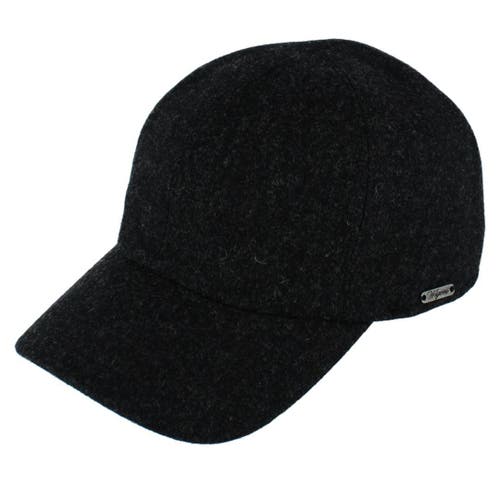 Wigens Classic Wool Baseball Earflap Cap In Black