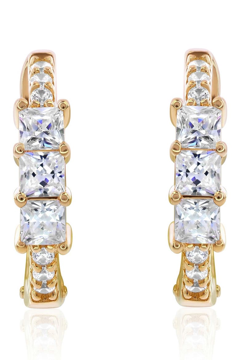 Cubic Zirconia Huggie Hoop Earrings, Alternate, color, YELLOW GOLD