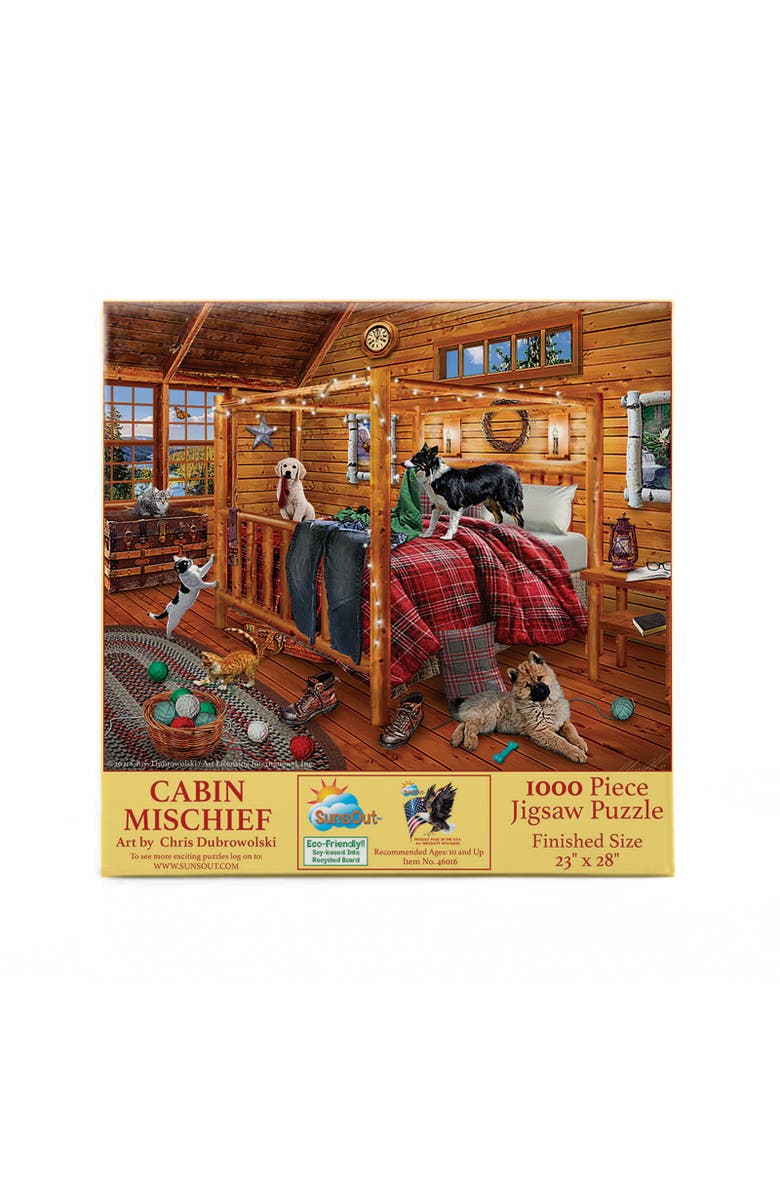 Sunsout Mountain Cabin Mischief 1000 piece Jigsaw Puzzle for Adults, Alternate, color, Multicolor