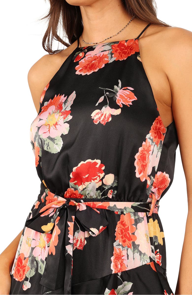 Petal & Pup Sarona Floral Belted Maxi Dress, Alternate, color, Black Floral