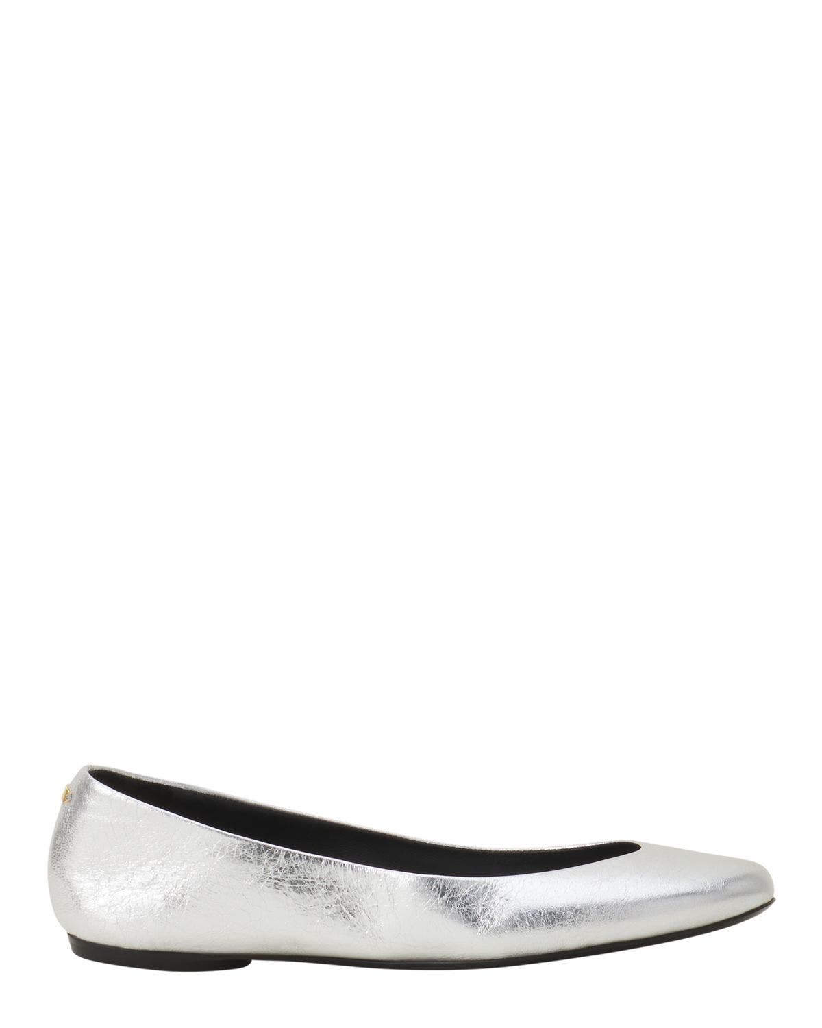 Lanvin The Metallic Leather Ballerina Flat, Main, color, Silver