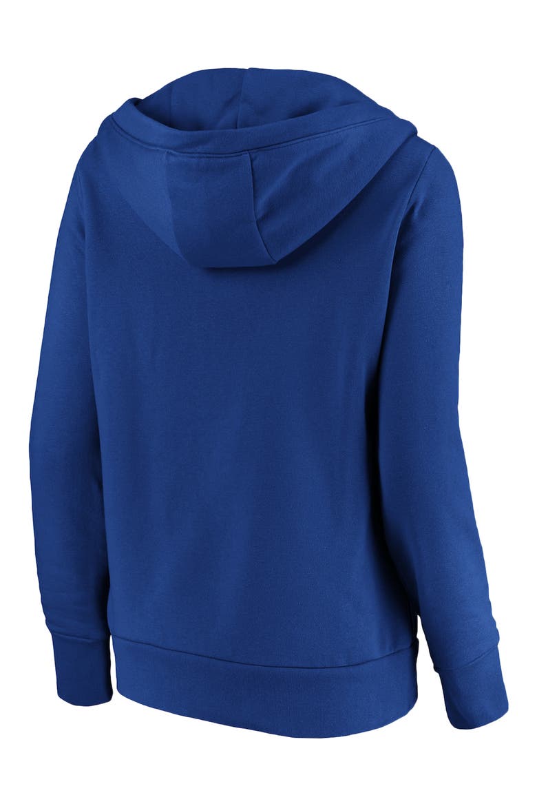 Women's Fanatics Branded Royal Chicago Cubs Official Logo Crossover V-Neck Pullover Hoodie, Alternate, color, ROYAL