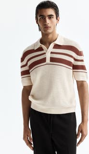 H&M Regular Fit Pointelle-knit Polo Shirt