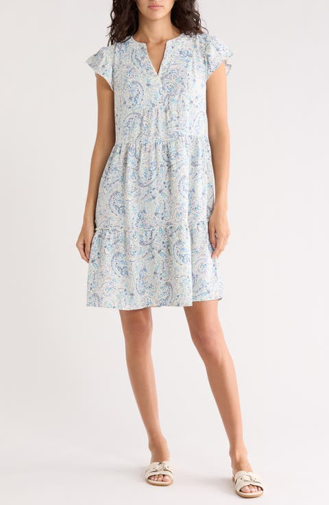 Flutter Sleeve Tiered Minidress