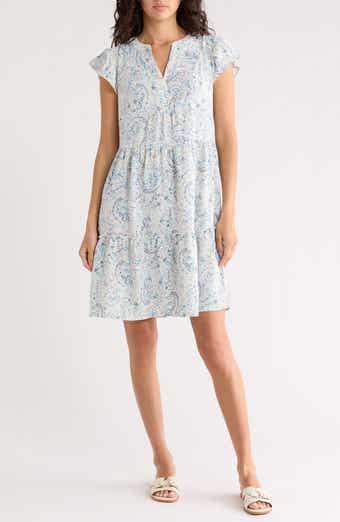Lucky Brand Flutter Sleeve Tiered Minidress
