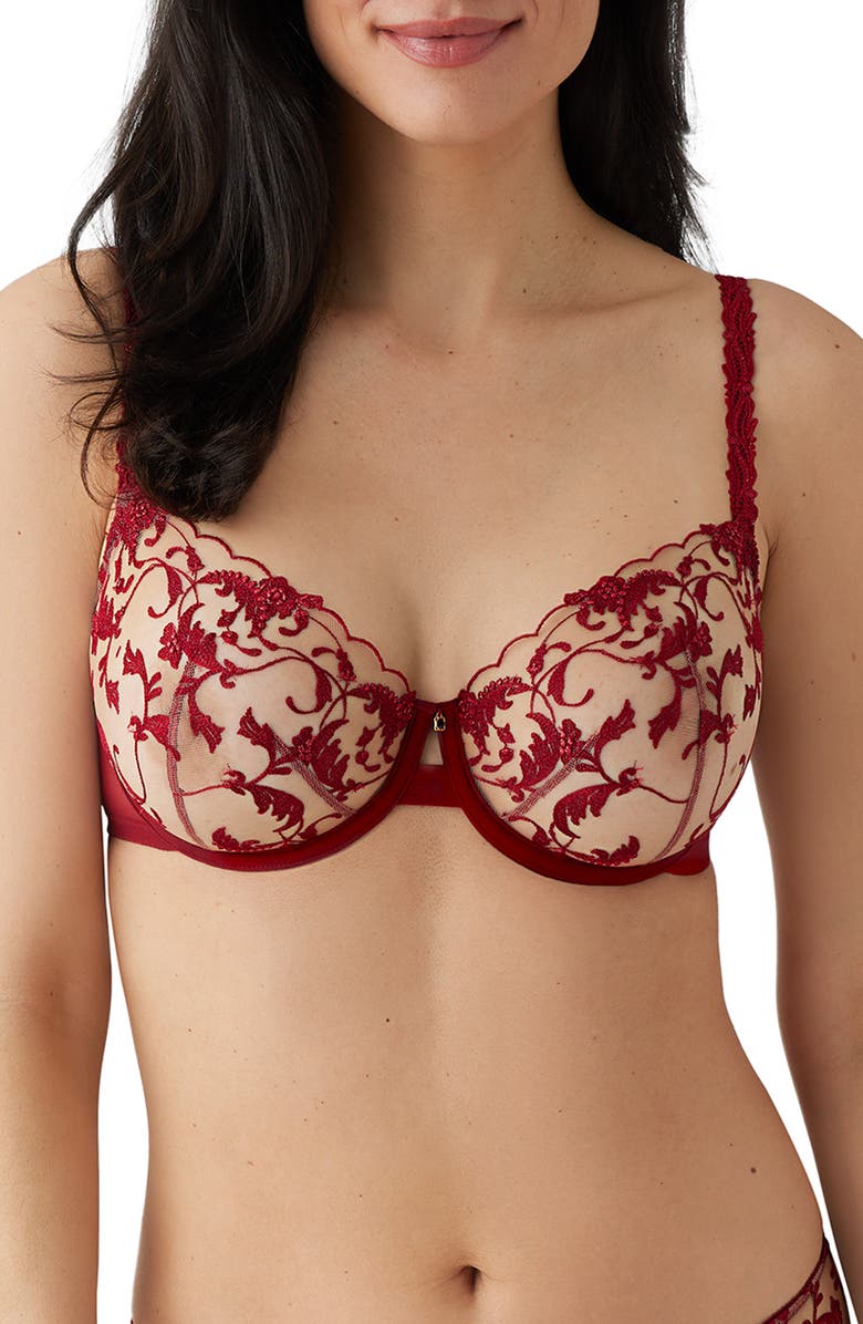 Wacoal Dramatic Interlude Underwire Bra, Main, color, Deep Red