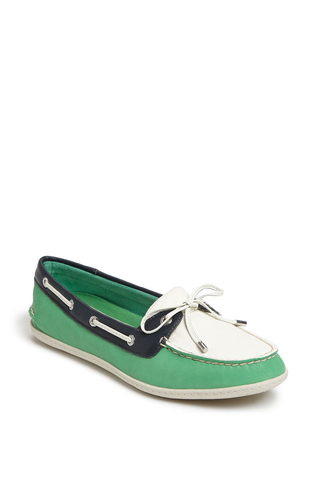 Sperry Top-Sider® 'Montauk' Leather Boat Shoe, Main, color, GREEN/ WHITE/ NAVY