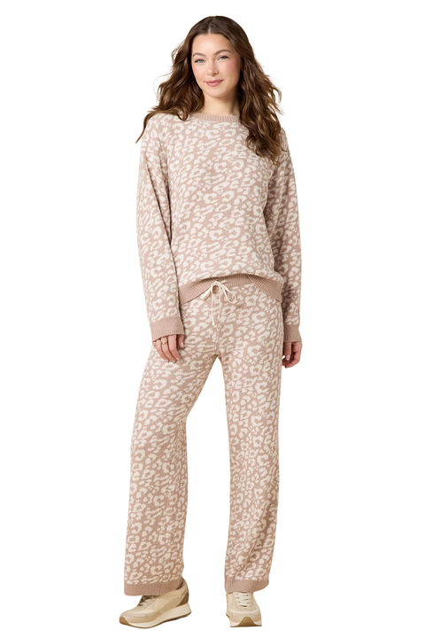 Marshmallow Leopard Crew Neck Lounge Set