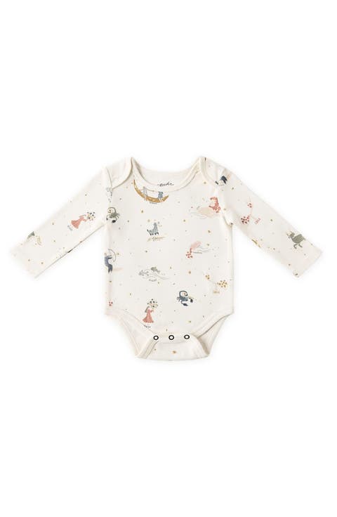 Lap Shoulder Print Long Sleeve Organic Cotton Bodysuit (Baby)