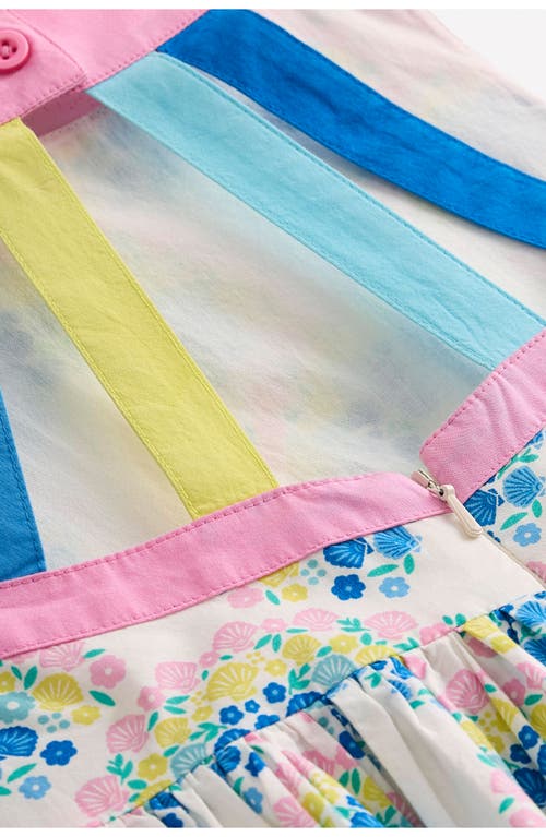 Mini Boden Kids' Harlow Shell Print Strappy Cotton Sundress In Soft Ivory Rainbow Shells