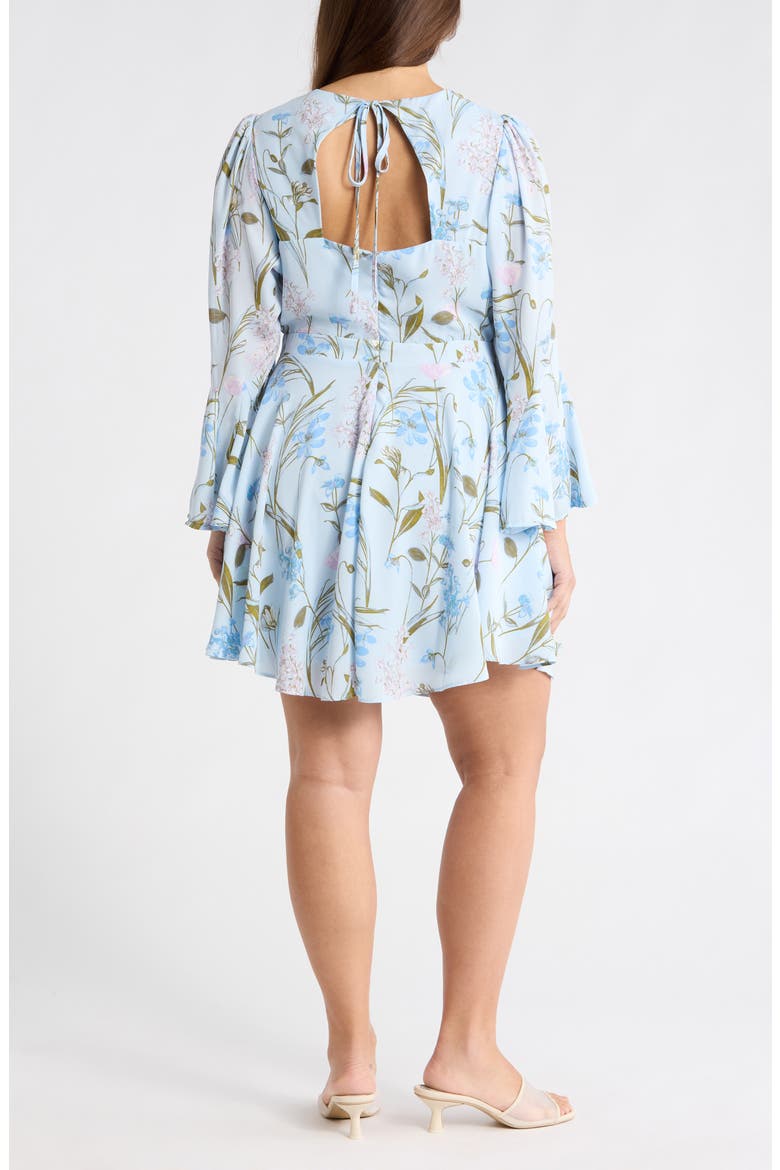 Leida Yara Floral Flare Minidress, Alternate, color, BABY-BLUE