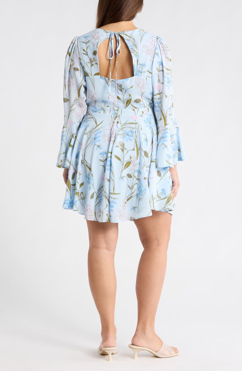SUGARLIPS Leida Yara Floral Flare Minidress, Alternate, color, Baby-Blue